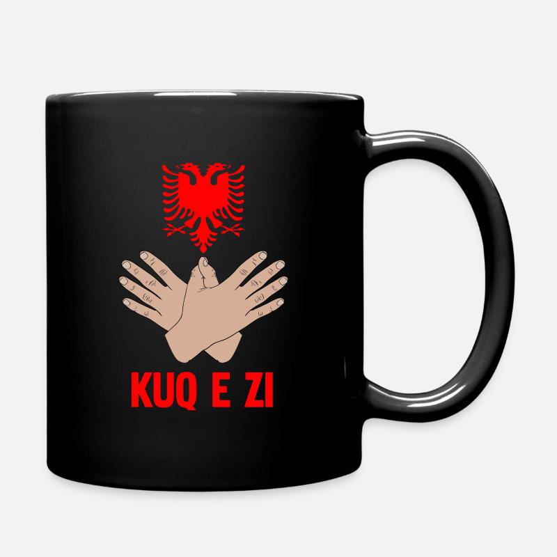 Albania eagle hand sign Kosova Kuq E zi Albanian - Full Colour Mug - black