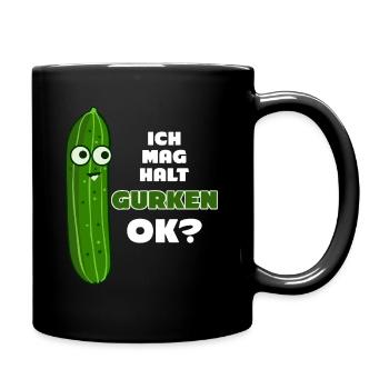 Gurke - lustiger Spruch mit Gurken - Tasse einfarbig - Schwarz - Rechts