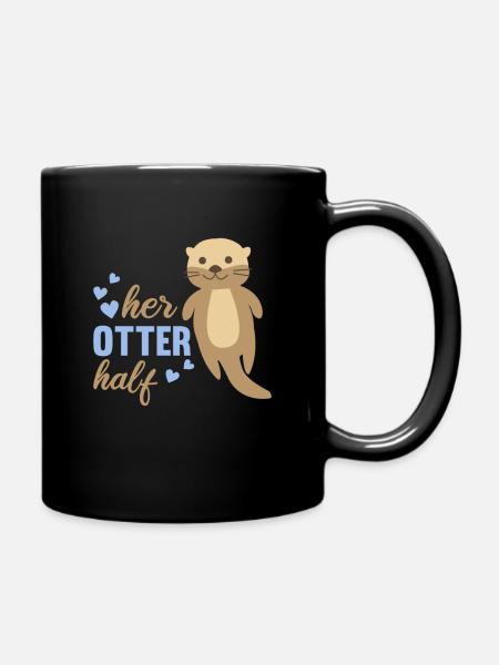 Her otter half süße otter lieben romantisch Herz - Tasse einfarbig - Schwarz