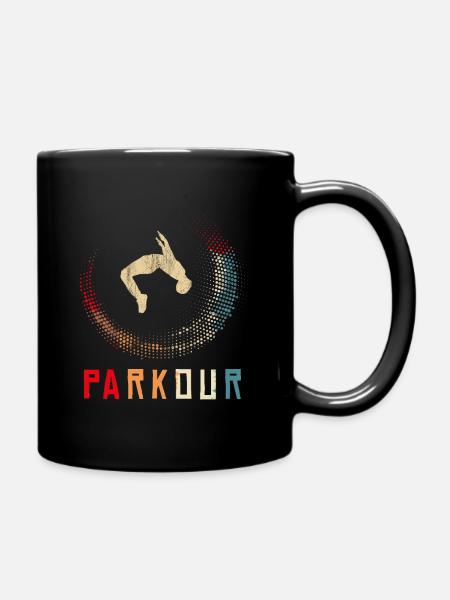 Parkour Freerunning Ninja Sport Retro Design - Full Colour Mug - black