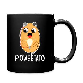 Kartoffel - Batterie mit Glühbirne - Tasse einfarbig - Schwarz - Rechts