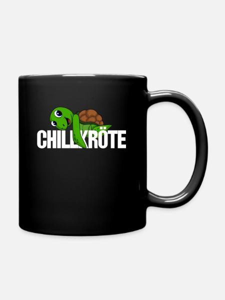Chillkröte - Schildkröte beim Chillen - Tasse einfarbig - Schwarz