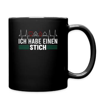 Skat Skatspieler Skatabend Stich Spruch Heartbeat - Tasse einfarbig - Schwarz - Rechts