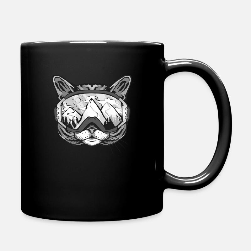 Cat ski lover gift idea - Full Colour Mug - black