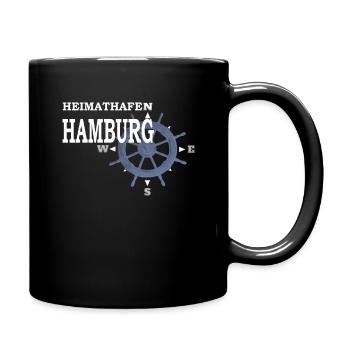 Heimathafen Hamburg - Hansestadt Segler - Tasse einfarbig - Schwarz - Rechts