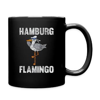Hamburg Flamingo Möwe lustige Tiere Spruch Norden - Tasse einfarbig - Schwarz - Rechts
