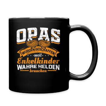 Opa wahre Helden - lustige Sprüche Geschenkidee - Tasse einfarbig - Schwarz - Rechts