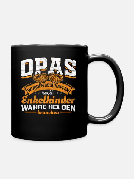 Opa wahre Helden - lustige Sprüche Geschenkidee - Tasse einfarbig - Schwarz