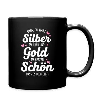Oma Geschenk Omi Geschenk Beste Großmama - Tasse einfarbig - Schwarz - Rechts