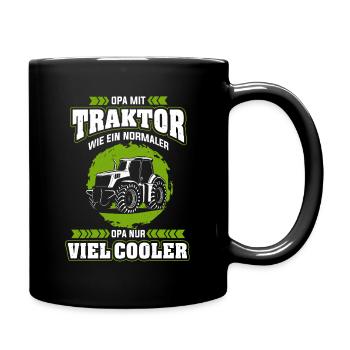 Opa mit Traktor Cooler Opa Landwirt Bauer Geschenk - Tasse einfarbig - Schwarz - Rechts
