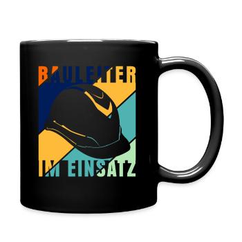 Bauleiter im Einsatz Baustelle Retro - Tasse einfarbig - Schwarz - Rechts