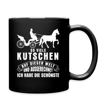 Kutscher Spruch & Fuhrmann Kutsche - Tasse einfarbig - Schwarz - Rechts