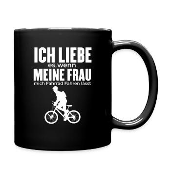 Ich liebe es wenn meine Frau Fahrrad Geschenk - Tasse einfarbig - Schwarz - Rechts