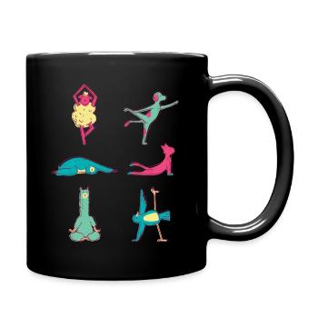 Yoga Tiere - Tasse einfarbig - Schwarz - Rechts