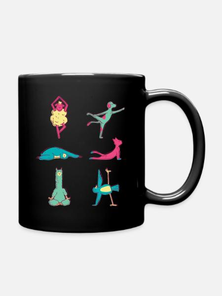 Yoga Tiere - Tasse einfarbig - Schwarz
