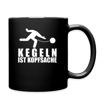 Kegeln - lustiger Kegler Spruch - Tasse einfarbig - Schwarz - Rechts