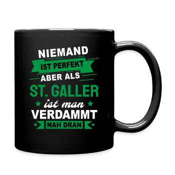 St. Galler Geschenk Sprüche Shirt - Tasse einfarbig - Schwarz - Rechts
