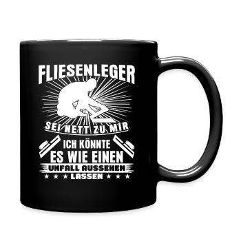 Fliesenleger lustiger Fliesen Spruch - Tasse einfarbig - Schwarz - Rechts