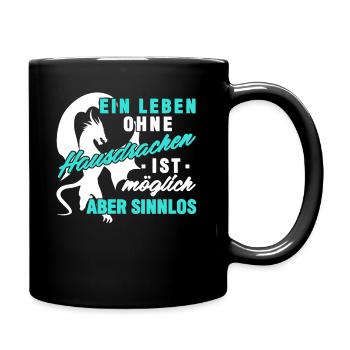 Hausdrache Drachen - lustiger Spruch - Tasse einfarbig - Schwarz - Rechts