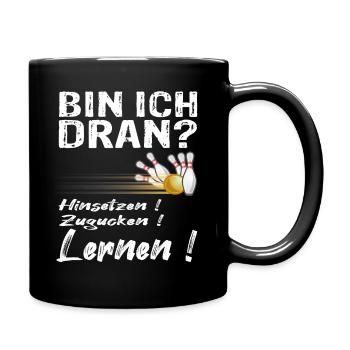 Kegeln Kegler Bowling Bowlingbahn Geschenk - Tasse einfarbig - Schwarz - Rechts