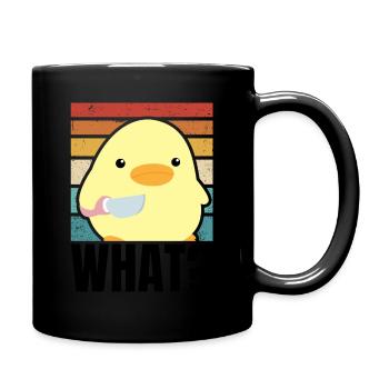 Süße Ente mit Messer Küken Huhn Gans Was Retro Sun - Tasse einfarbig - Schwarz - Rechts