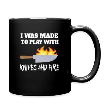 I Was Made To Play With Knives And Fire Chef Cook - Full Colour Mug - black - Right