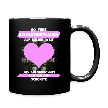 Soldatenfrau Soldaten Spruch Witz - Tasse einfarbig - Schwarz - Rechts