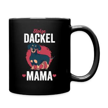 Stolze Dackel Mama Hunde Geschnkidee Frauchen - Tasse einfarbig - Schwarz - Rechts
