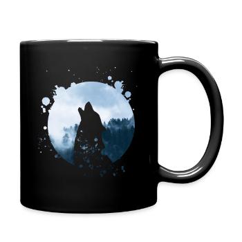 Wolf Men's Silhouette Animal Motif Owo Germanen - Full Colour Mug - black - Right