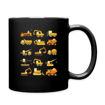 Construction Diggers Trucks Vehicles Design - Full Colour Mug - black - Right