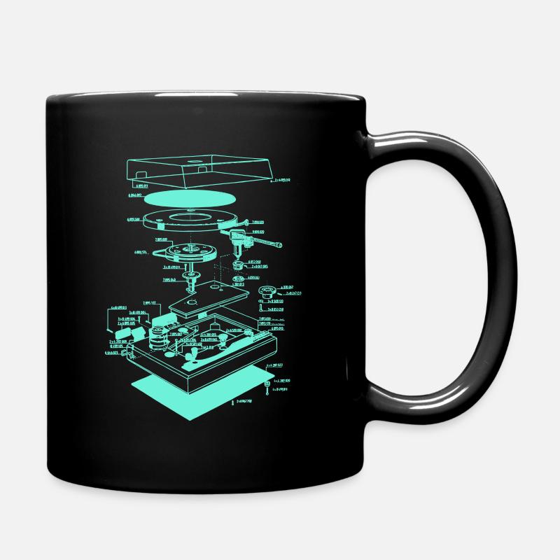 Retro Old School Record Player Illustration - Full Colour Mug - black