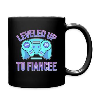 Gamer Leveled Up To Fiancee - Full Colour Mug - black - Right
