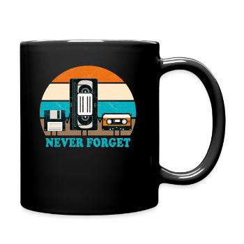 Nie vergessen - VHS, Kassette, Diskette - Retro - Tasse einfarbig - Schwarz - Rechts