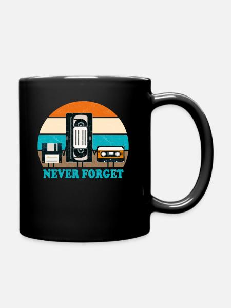 Never Forget - VHS, cassette, disquette - Rétro - Mug uni - noir