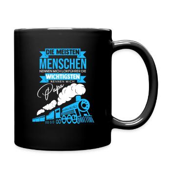 Lokführer Papa Modelleisenbahn - Tasse einfarbig - Schwarz - Rechts