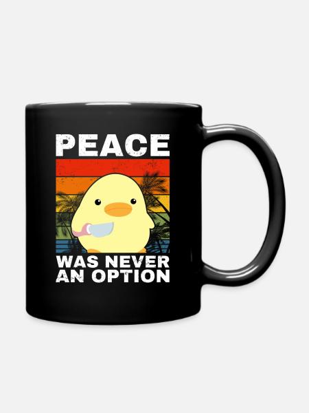Peace Option Ente mit Messer Meme Lustiger Spruch - Tasse einfarbig - Schwarz