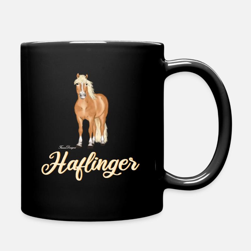 schöner Haflinger mit heller Schrift - Tasse einfarbig - Schwarz