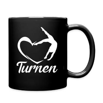 Turnen Handstand Herz - Tasse einfarbig - Schwarz - Rechts