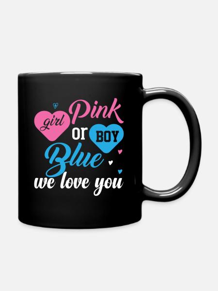 Pink or Blue Boy or Girl We Love You Design - Mug uni - noir