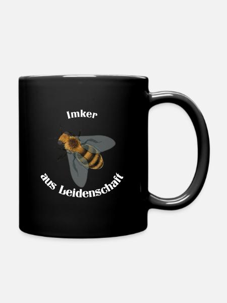 Imker aus Leidenschaft mit heller Schrift - Tasse einfarbig - Schwarz