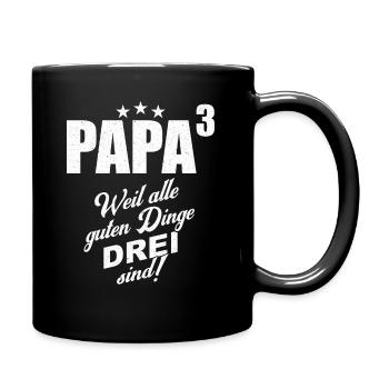 Papa Drillinge Weil alle guten Dinge drei sind - Tasse einfarbig - Schwarz - Rechts