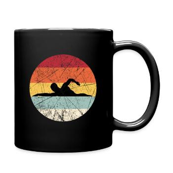 Vintage Schwimmen Kraulen Schwimmer Geschenk - Tasse einfarbig - Schwarz - Rechts