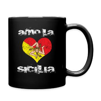 Sicile Sicilia coeur drapeau - Mug uni - noir - Droite