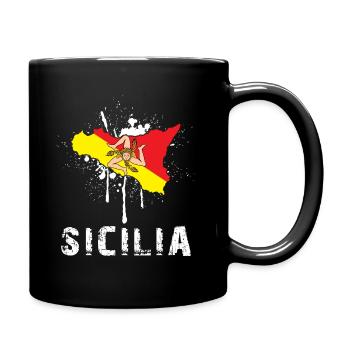 Sicile Rengaine - Sicilia île drapeau - Mug uni - noir - Droite
