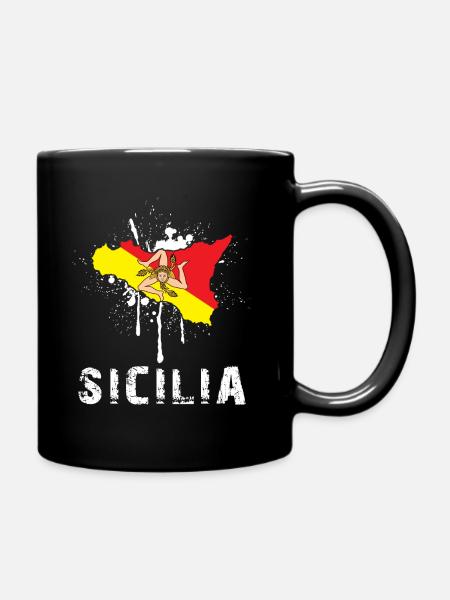 Sicile Rengaine - Sicilia île drapeau - Mug uni - noir