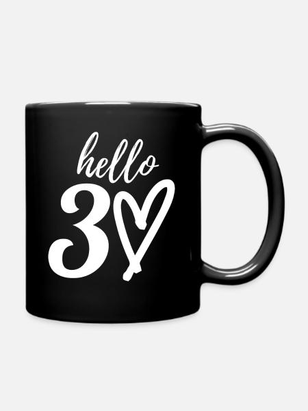 hello 30. 30th birthday - Full Colour Mug - black