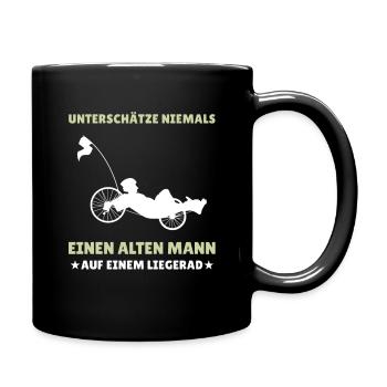 Herren Liegerad & Velomobil Sprüche Fahrrad - Tasse einfarbig - Schwarz - Rechts