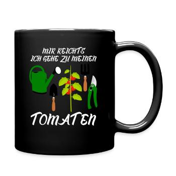 Tomaten und Tomate Spruch - Tasse einfarbig - Schwarz - Rechts