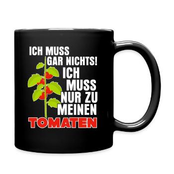 Tomaten Spruch Tomate - Tasse einfarbig - Schwarz - Rechts