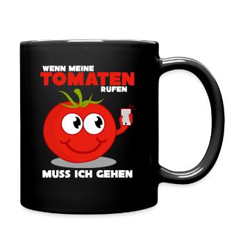 Tomaten Tomate Spruch Witz - Tasse einfarbig - Schwarz - Rechts